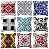 Knüpfset - Retro‑Karo & Datura Blumen Knüpfteppich